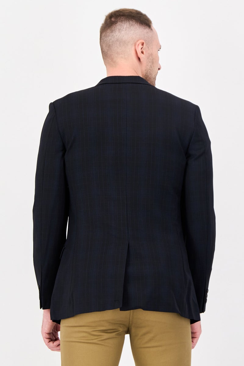 Selected Homme Men Regular Fit Checkered Casual Blazer Jacket, Dark Navy - Image 3